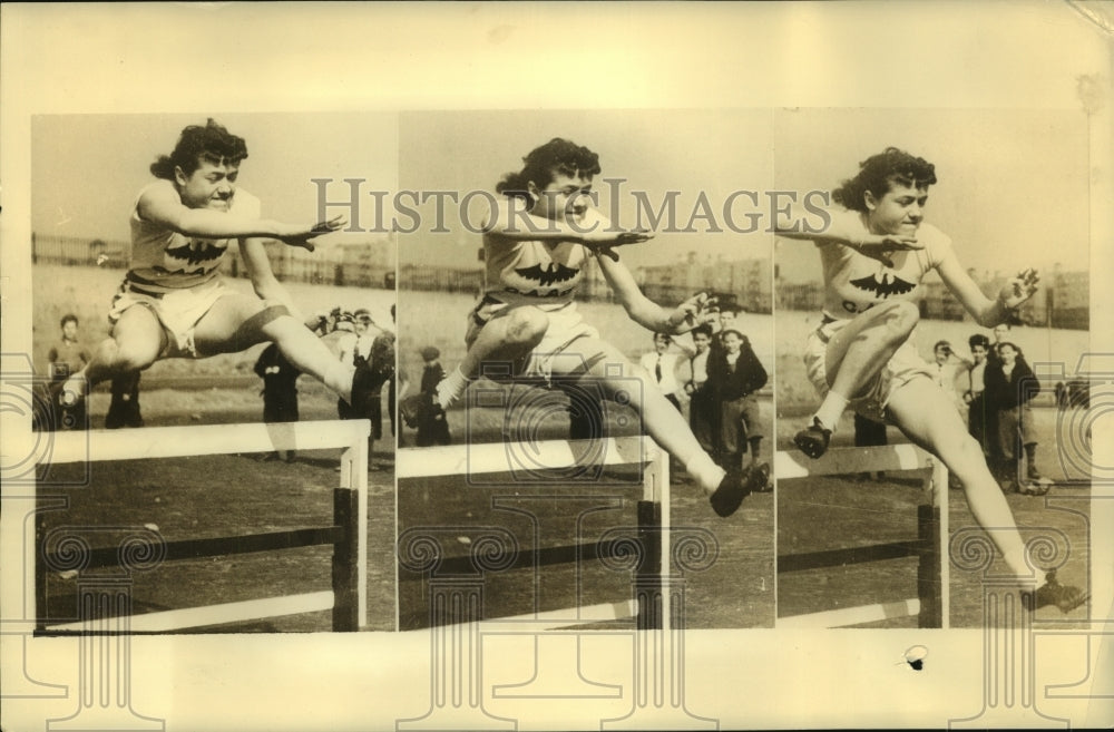 1936 Press Photo Marie Cottrell trains for hurdles in upcoming Olympics- Historic Images