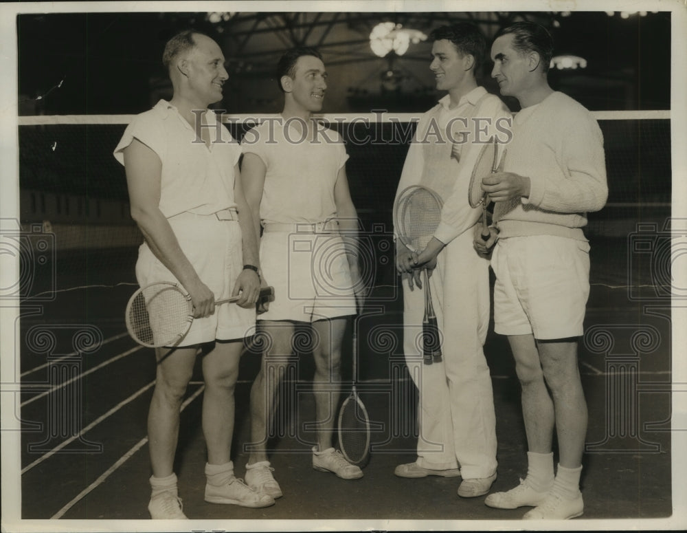 1936 Press Photo Gesamon Gould Kramer and Cramer play in badminton doubles match- Historic Images