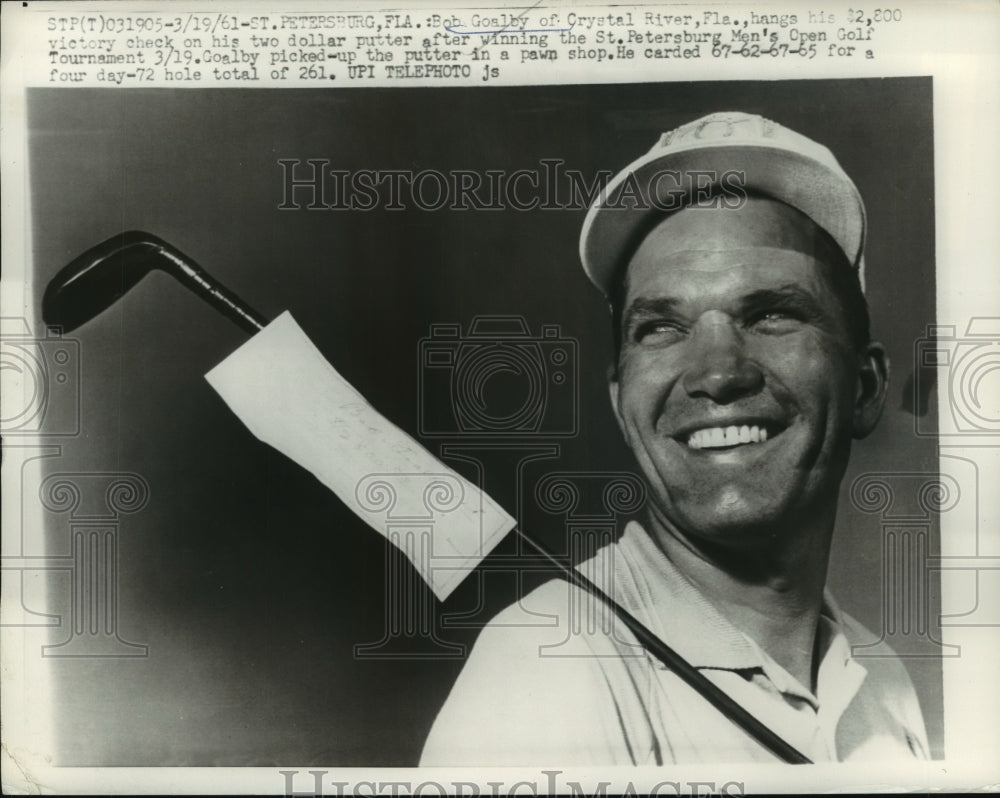 1961 Press Photo Bob Goalby celebrates winning Men&#39;s Open Golf Tournament- Historic Images