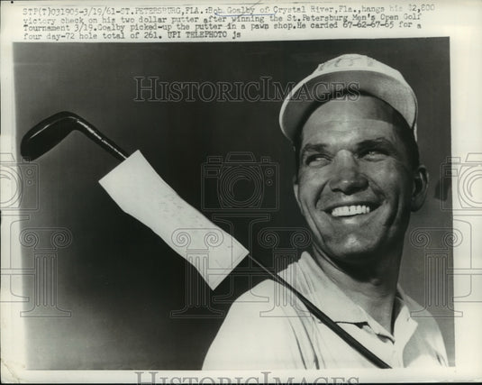 1961 Press Photo Bob Goalby celebrates winning Men's Open Golf Tournament- Historic Images