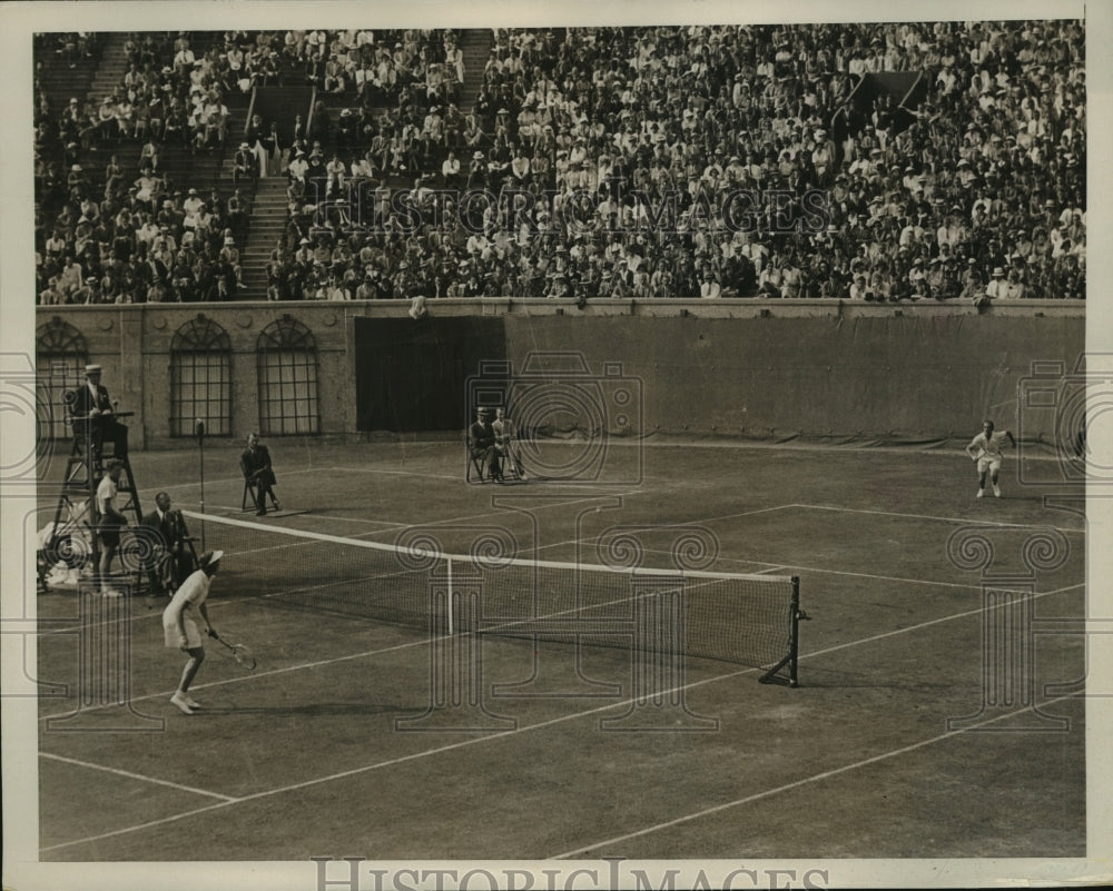 1936 Press Photo Kay Stammers &amp; Helen Jacobs in a tennis match - nes55540- Historic Images