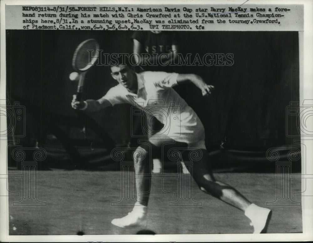 1958 Press Photo Barry MacKay at U.S. National Tennis Championships - nes55554- Historic Images