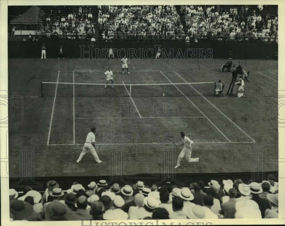 1934 Press Photo George Lott &amp; Lester Stoefen in Doubles Tennis Match- Historic Images