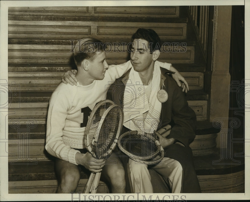 1937 Press Photo William Umstedter and Harold Berk After Umstedter Defeats Berk- Historic Images