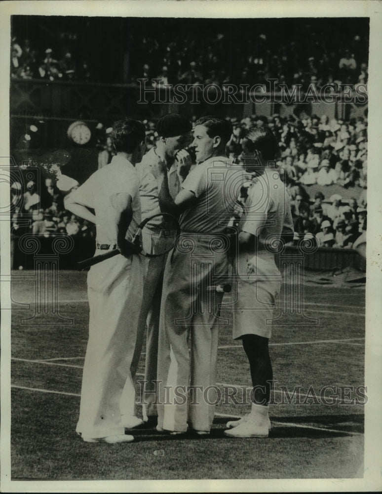 1934 Press Photo Borotra &amp; Burgnon at Wimbledon Match - nes55721- Historic Images