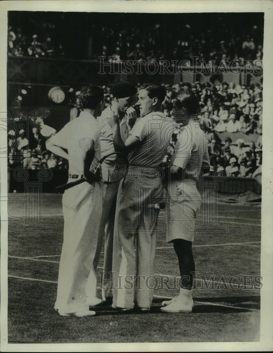1934 Press Photo Borotra & Burgnon at Wimbledon Match - nes55721- Historic Images
