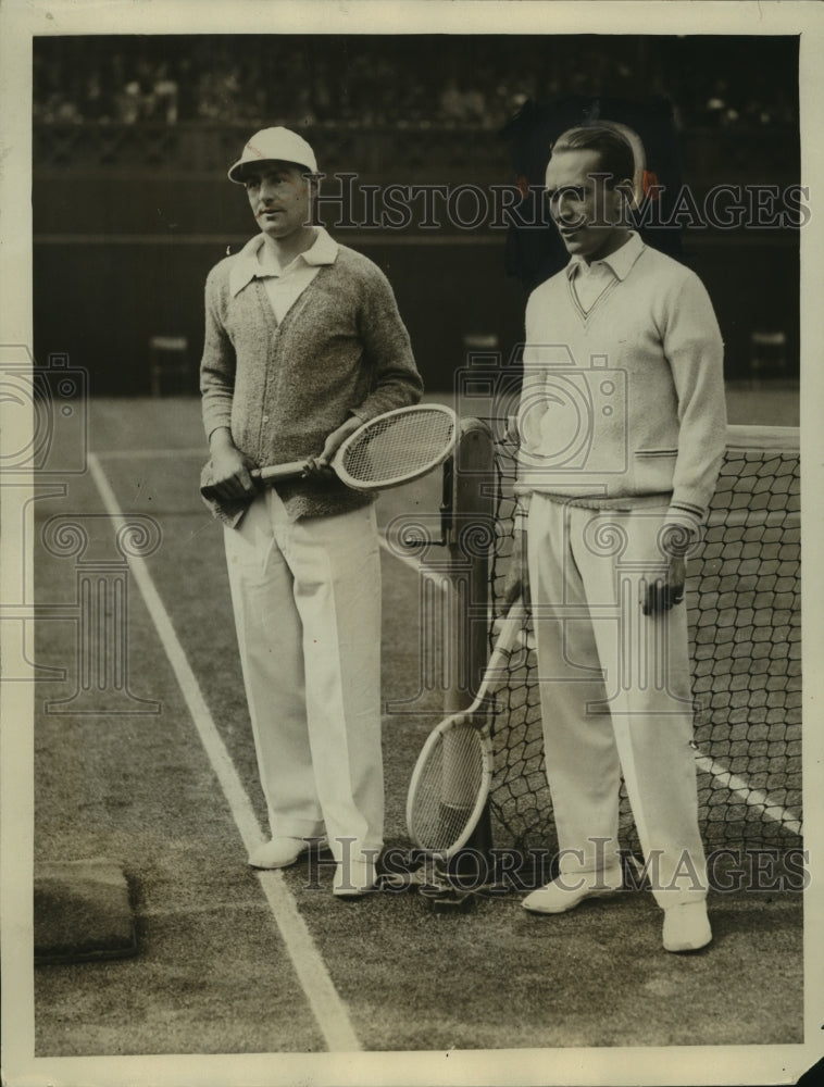 1929 Press Photo H. Cochet &amp; A.C. Crossley at Mens Singles at Wimbledon- Historic Images