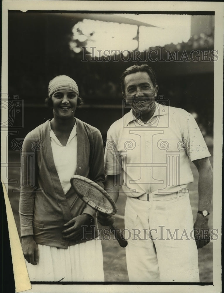 1927 Press Photo Baron de Kehrling & Mrs. E. Bennett at Wimbledon Championship- Historic Images