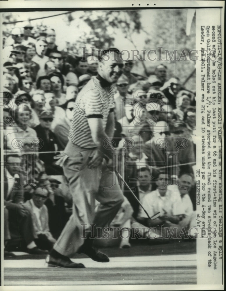 1963 Press Photo Arnold Palmer shown after winning Los Angeles Open Tournament- Historic Images