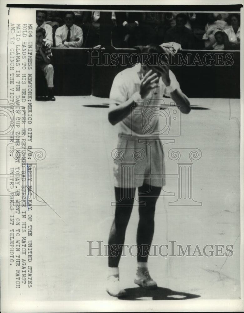 Press Photo Barry MacKay after his match with Mario Llamas in Davis Cup Zone- Historic Images