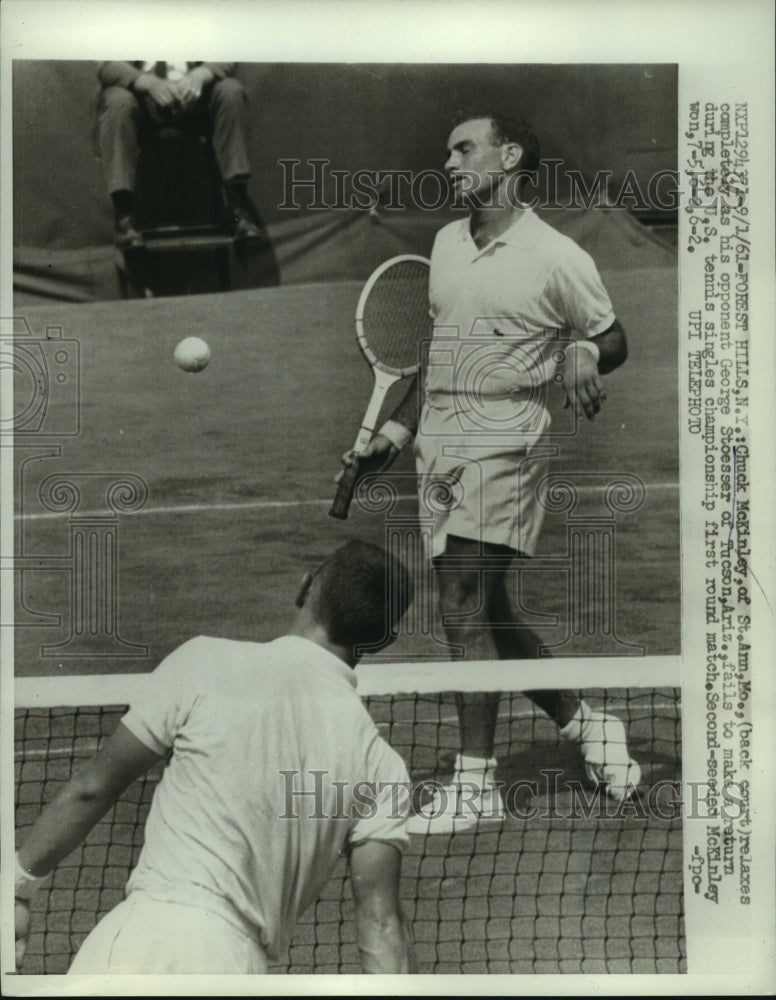 1961 Press Photo Chuck McKinley and his opponent George Stoesser - nes55925- Historic Images