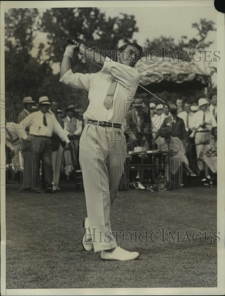 1934 Press Photo Johnny Farrell drives during first round of Open Tournament- Historic Images