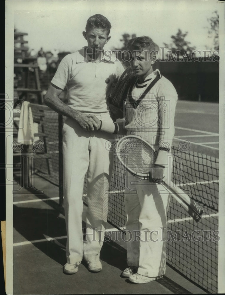 1934 Press Photo Donald Budge &amp; Bryan Grant at National Clay court tourney- Historic Images