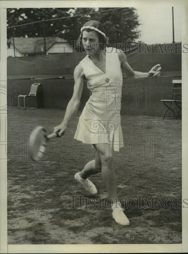 1937 Press Photo Virginia Rice JOhnson at Eastern Grass Court Tennis match- Historic Images