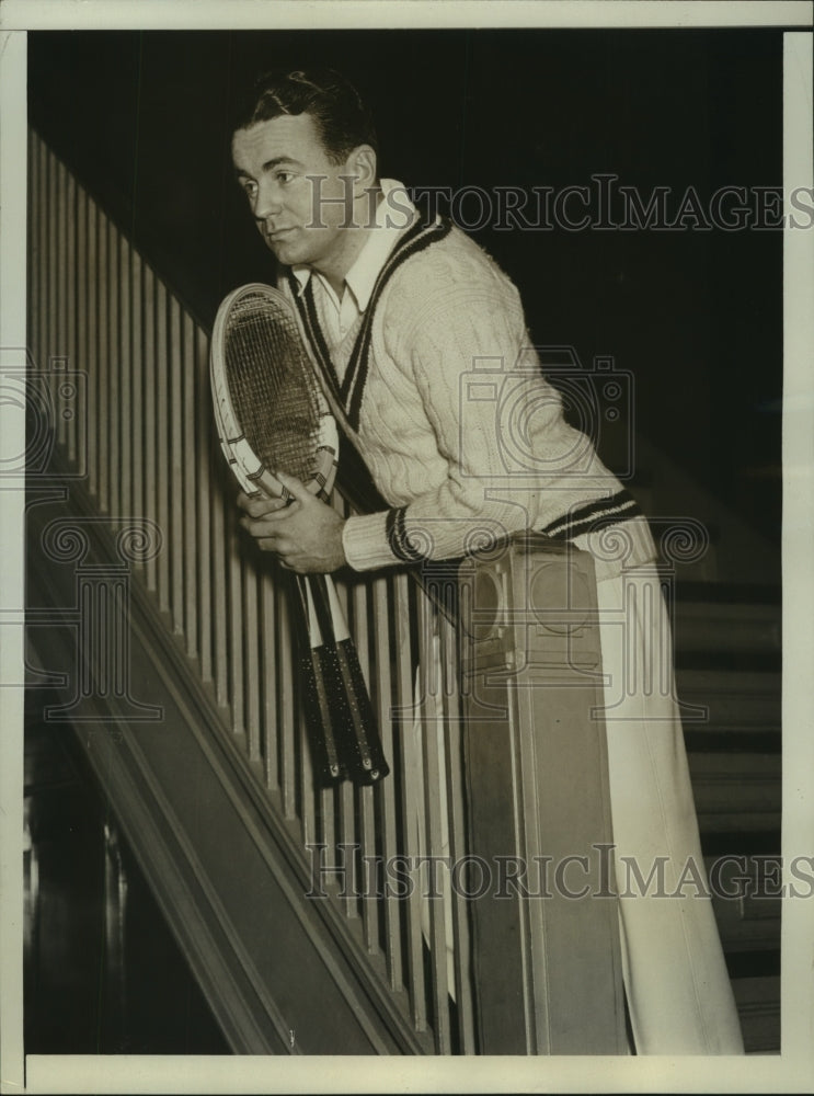 1935 Press Photo Gregory Mangin at Nat&#39;l Indoor Tennis Championships in N.Y.- Historic Images