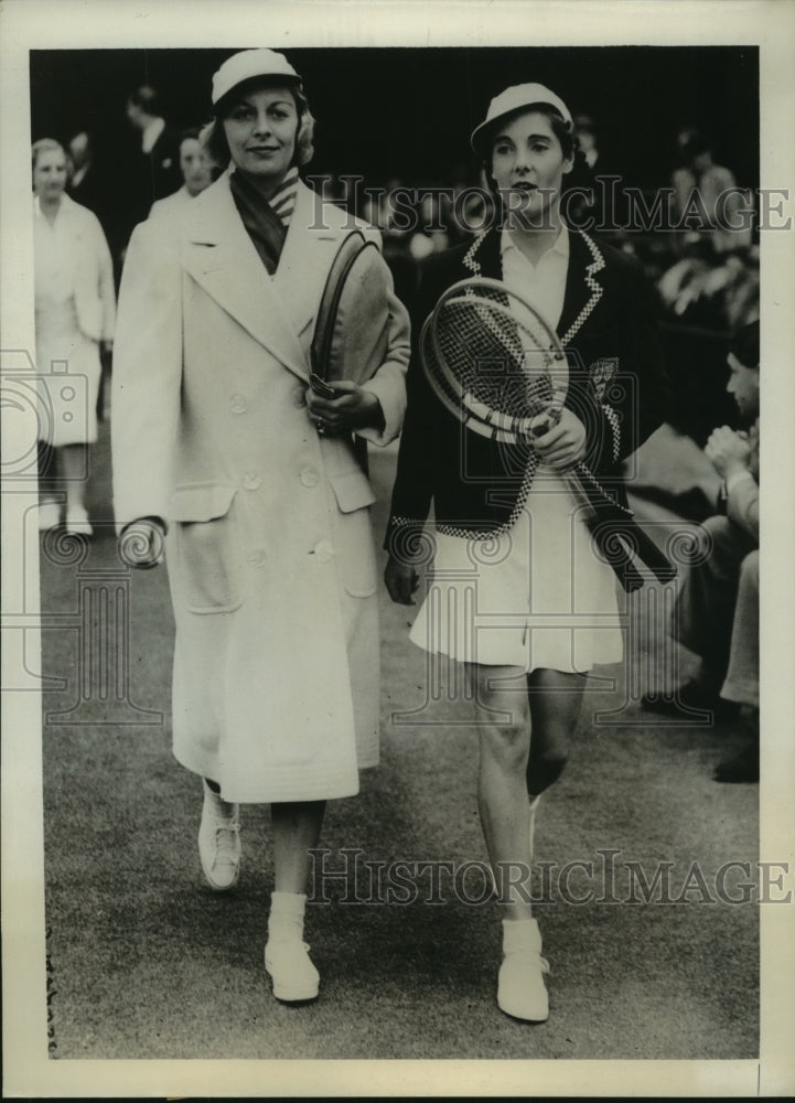 1938 Press Photo Alice Marble &amp; Kay Stammers at Wightman cup at Wimbledon- Historic Images