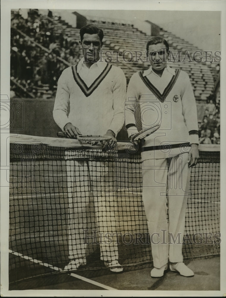 1931 Press Photo F.X. Shields & FJ Perry at Davis Cup Lawn Tennis matches- Historic Images