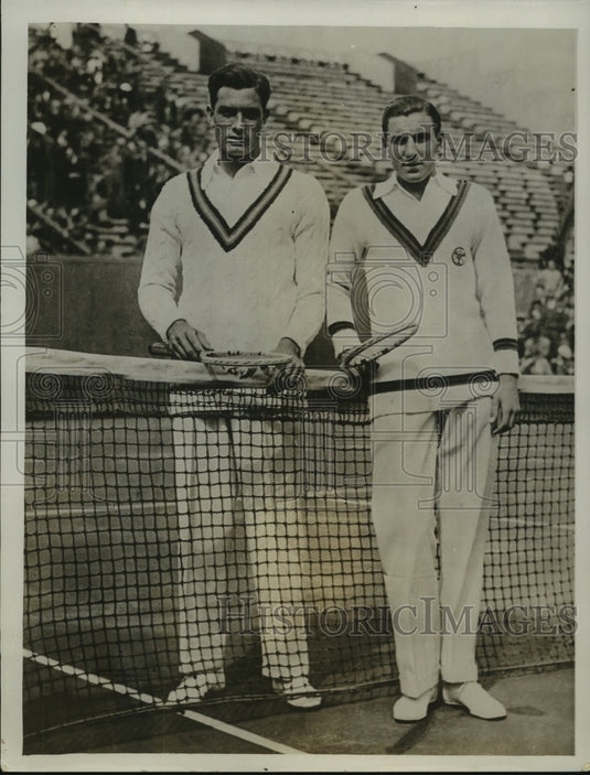 1931 Press Photo F.X. Shields & FJ Perry at Davis Cup Lawn Tennis matches- Historic Images