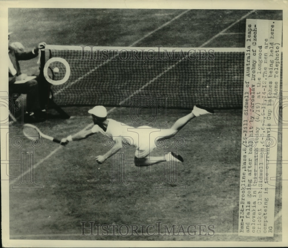 1948 Press Photo Bill Sidwell &amp; Jaroslav Drobny at Davis Cup match - nes56176- Historic Images