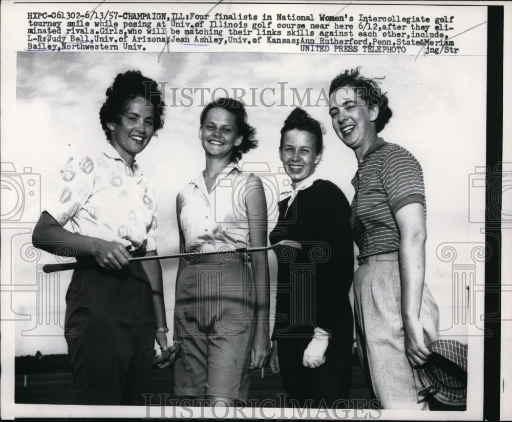 1957 Press Photo NAtional Womens Intercollegiate golf in Illinos.Judy Bell- Historic Images