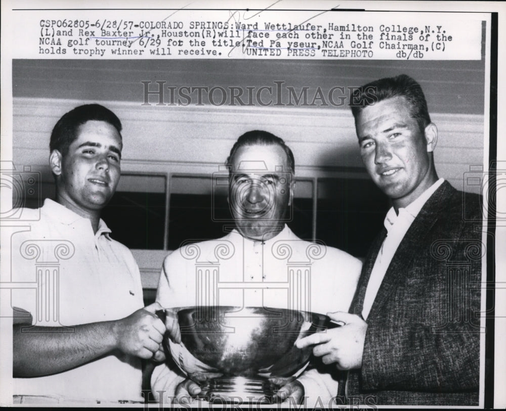 1957 Press Photo Ward Wettlaufer, Rex Baxter Jr, Ted Payseur NCAA golf- Historic Images