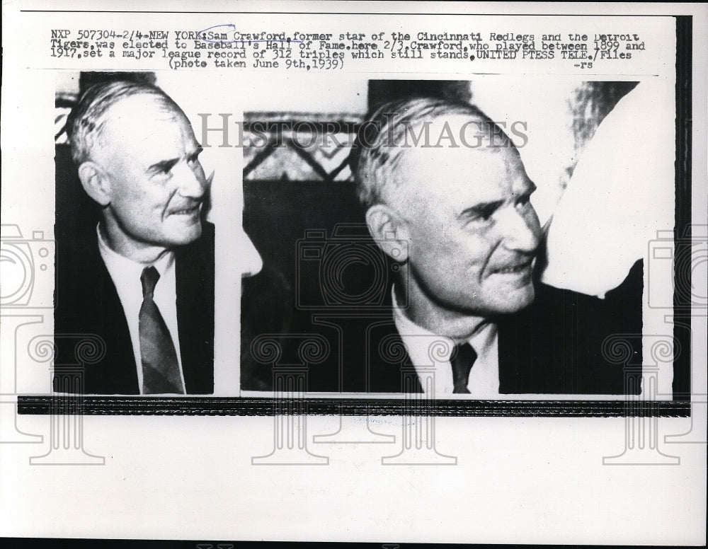 1957 Press Photo Sam Crawford ex star of Reds &amp; Tigers now in Hall of Fame- Historic Images