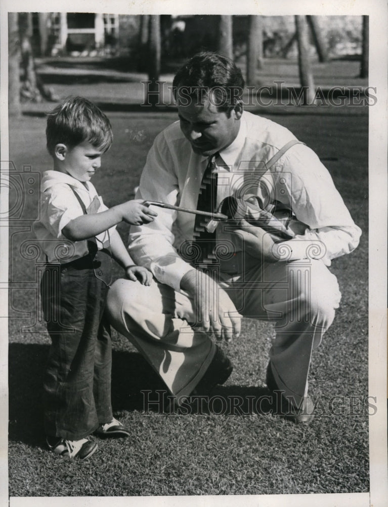 1938 Press Photo Ralph Guldahl &amp; son Ralph Jr at Palm Beach Florida golf course- Historic Images