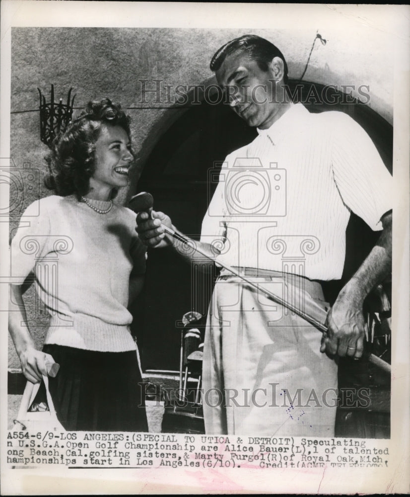 1948 Press Photo Alice Bauer &amp; Marty Furgolf at USGA Championship in LA- Historic Images