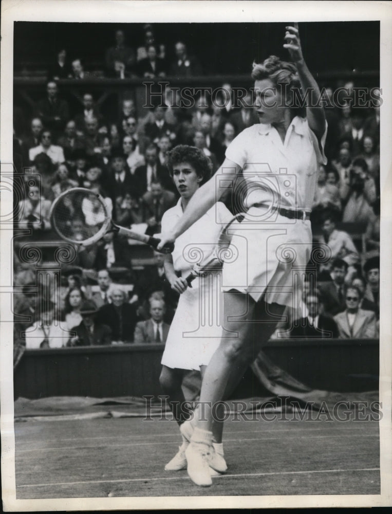 1946 Press Photo Wimbledon tennis Pauline Betz, D Hart vs J Ingram, J Quartier- Historic Images