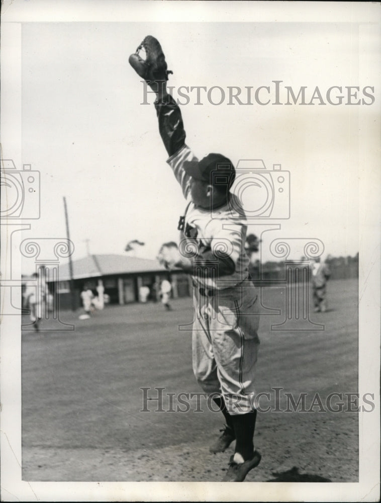 1937 Press Photo John A Harrett 1st baseman at Dodgers spring training in Fla- Historic Images