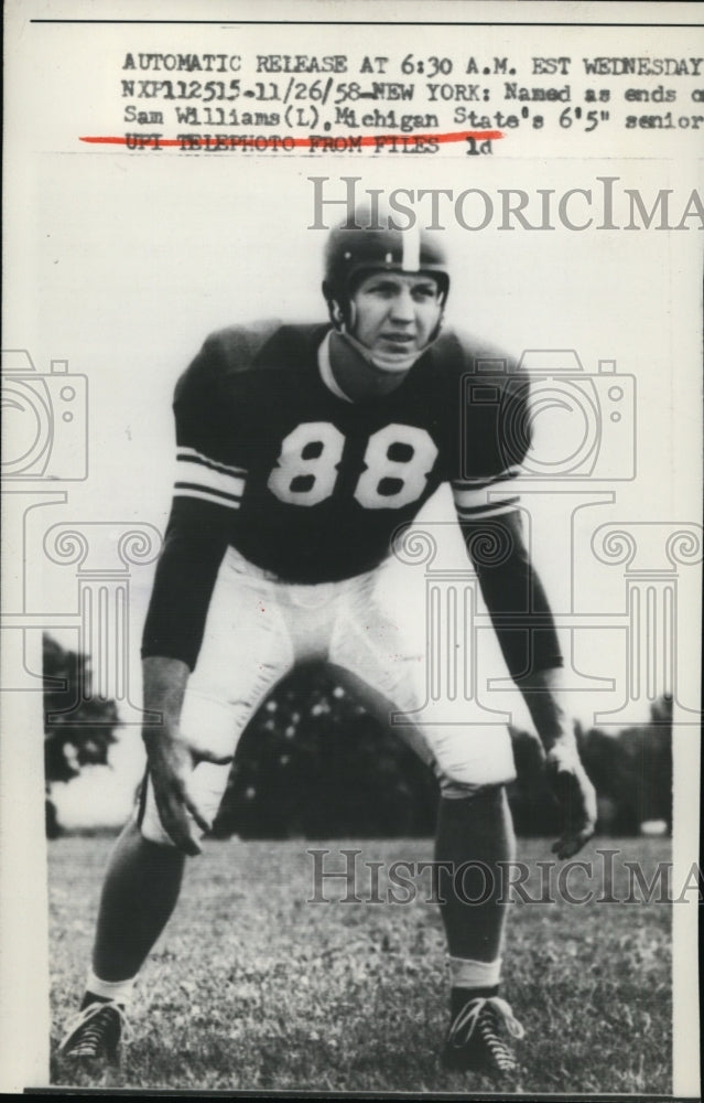 1958 Press Photo Michigan State University football star Sam Williams- Historic Images