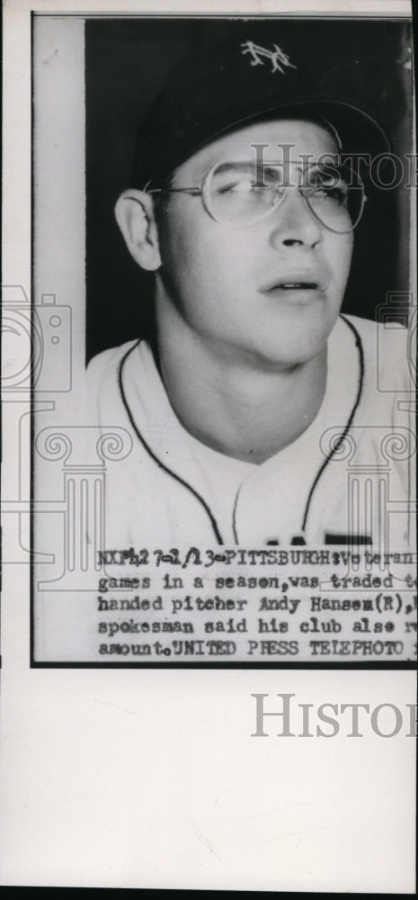 1954 Press Photo Pitcher Andy Hansen of the NY Yankees - net03653- Historic Images