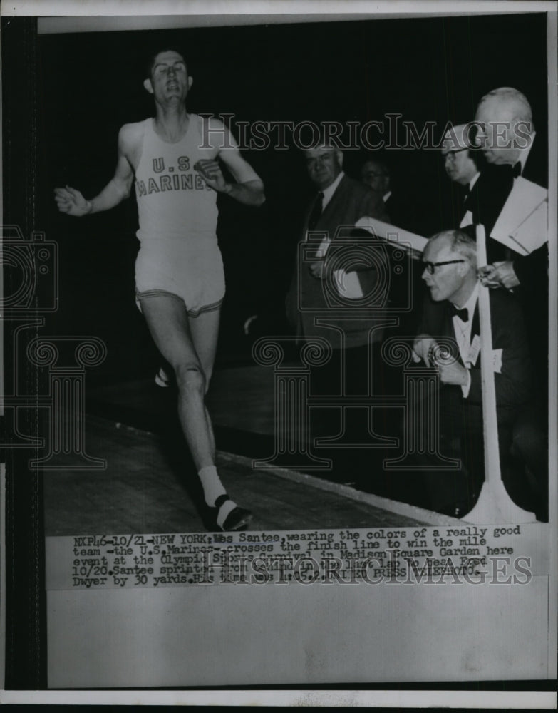 1955 Press Photo Wes Santee wins mile race at Madison Square Garden - net03754- Historic Images