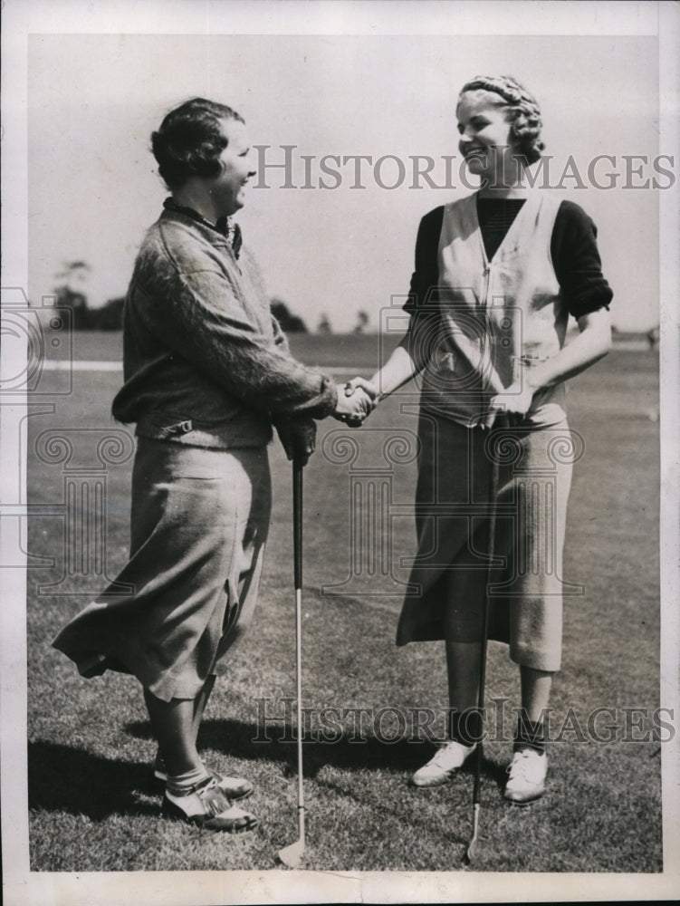 1937 Press Photo Estelle Lawson Page, Virginia Guilfoil at North &amp; South Open- Historic Images