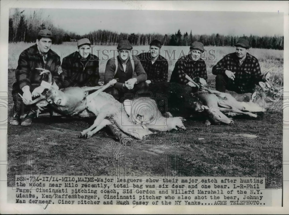 1949 Press Photo Phil Page, Sid Gordon, Willard Marshall hunting - net04354- Historic Images