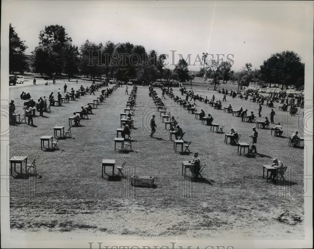 1953 Press Photo Camp Perry Ohio marksmen takes tests at Firing School- Historic Images