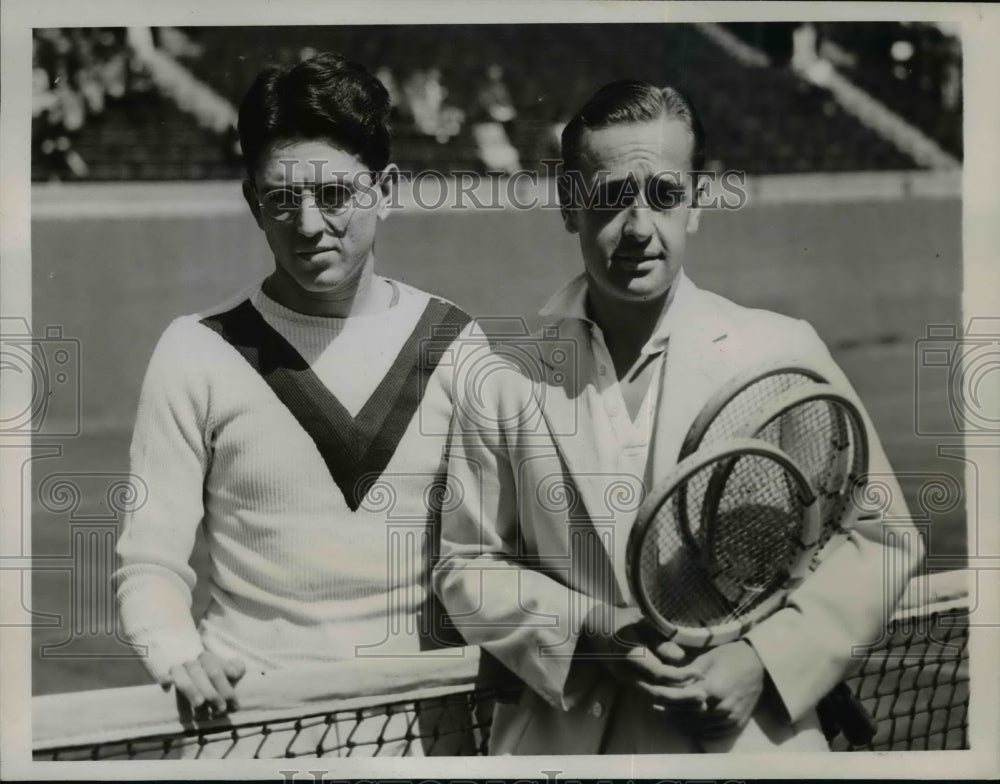 1938 Press Photo Frank Broida, Adrian Cutsi at Forest Hills NY tennis- Historic Images