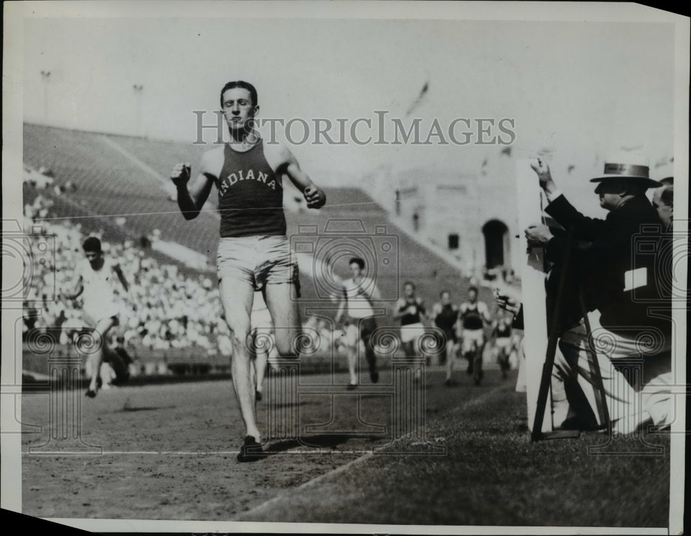 1934 Press Photo Hornsbostel of Indiana U wins National AAu 880 yards in LA- Historic Images