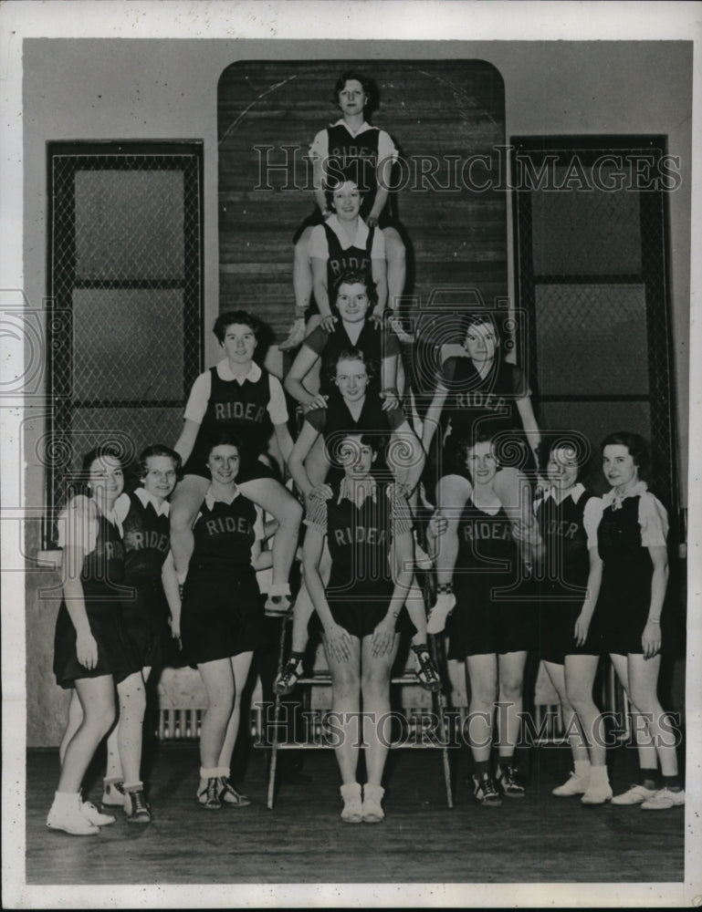 1935 Press Photo Rider College varsity basketball Irene Napoli, Ruth Torluemke- Historic Images