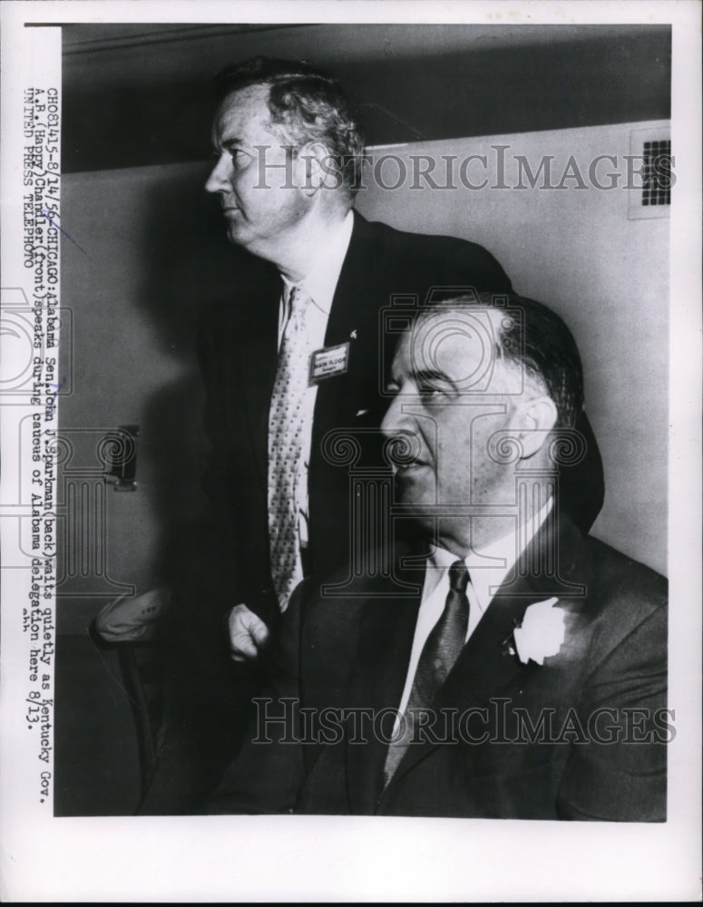 1956 Press Photo Sen. John Sparkman, Gov. A. B. Chandler at Alabama caucus- Historic Images