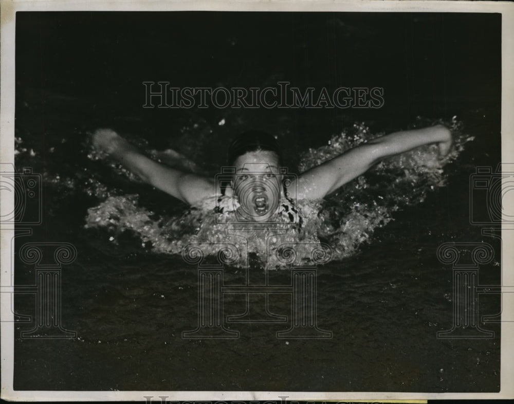 1935 Press Photo Jean Marie Nipgen doing butterfly swim stroke - net06626- Historic Images