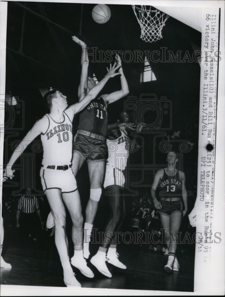 1961 Press Photo Illini John Wessels, Bill Bulwell in game vs BUE - net06986- Historic Images