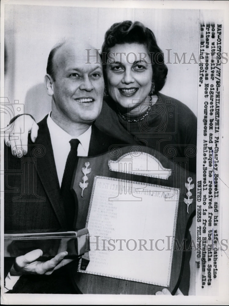 1958 Press Photo Charley Boswell Philadelphia Sports Writer Most Courageous golf- Historic Images