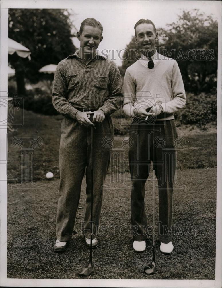 1935 Press Photo Golfers Thomas Meehan and Charles Mayo, Jr after first round- Historic Images