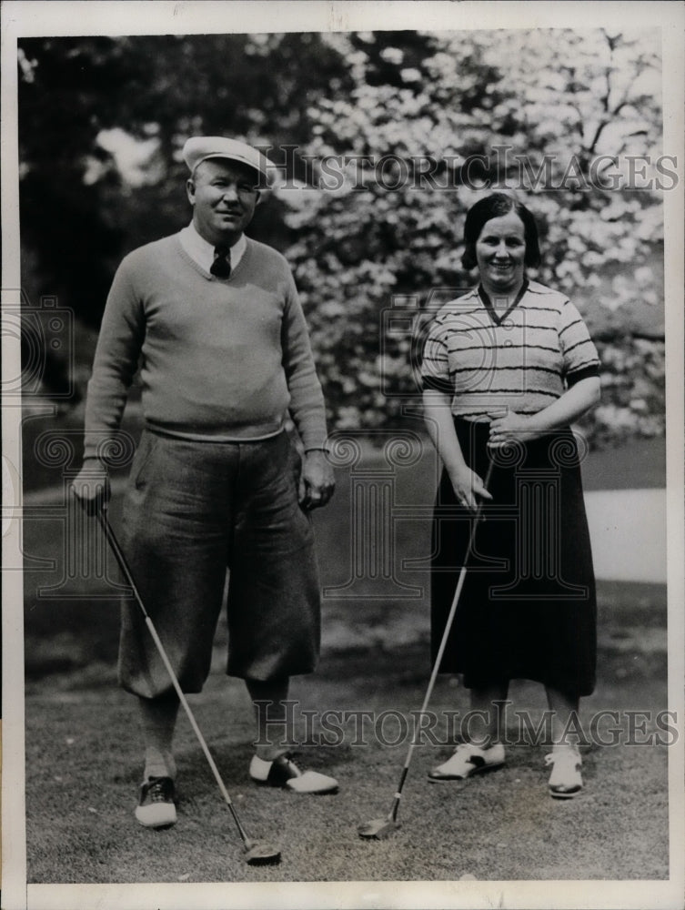 1933 Press Photo Raymond O&#39;Sullivan &amp; wife golf at Pinehurst North Carolina- Historic Images