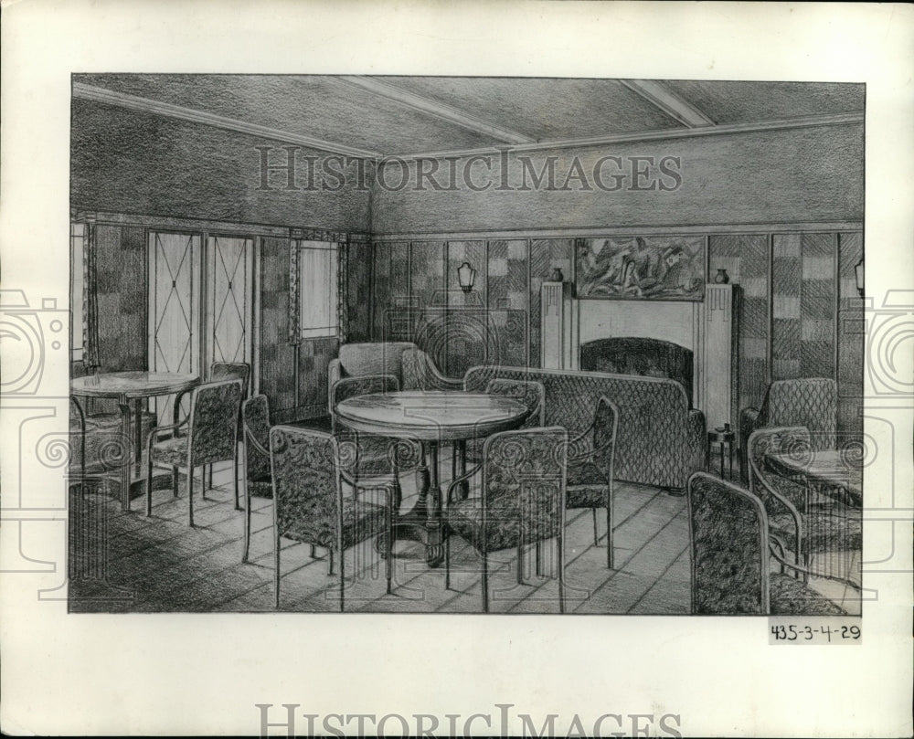 1932 Press Photo Interior view of a dining room on the Graf Zeppelin - net10159- Historic Images