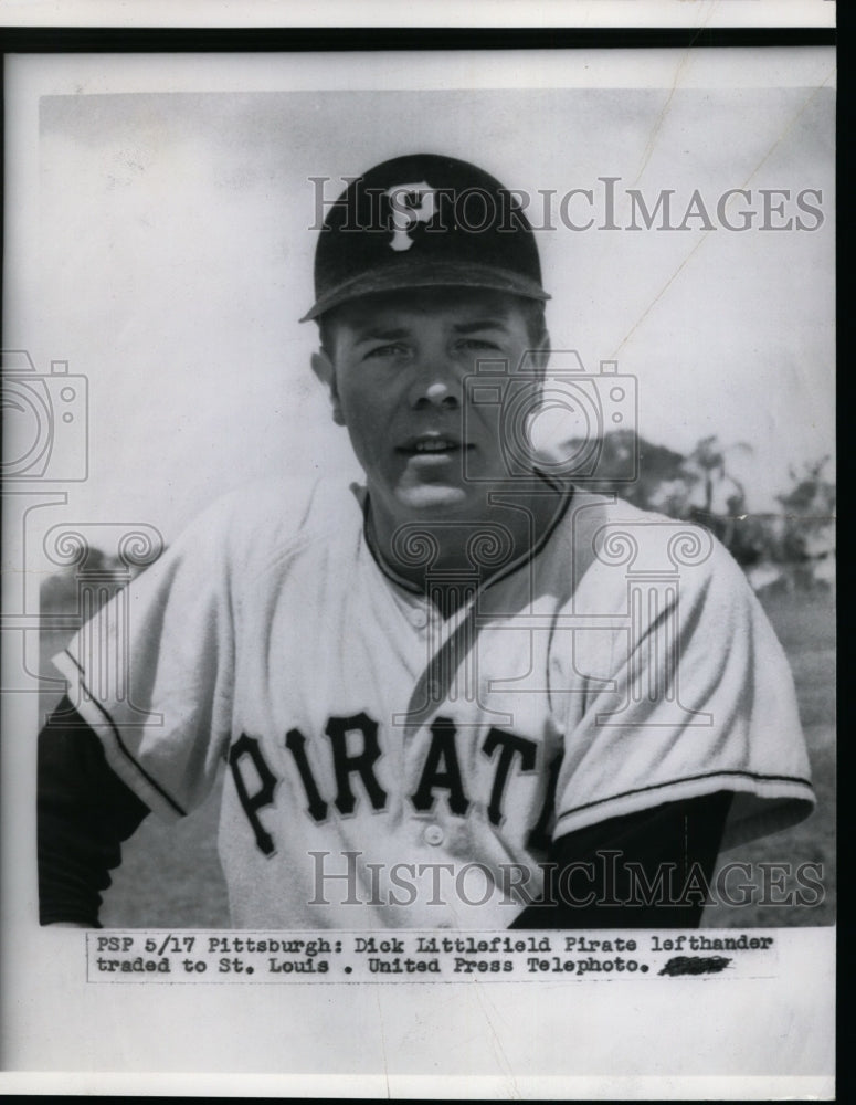1956 Press Photo Dick Littlefield Pirates pitcher traded to St Louis- Historic Images