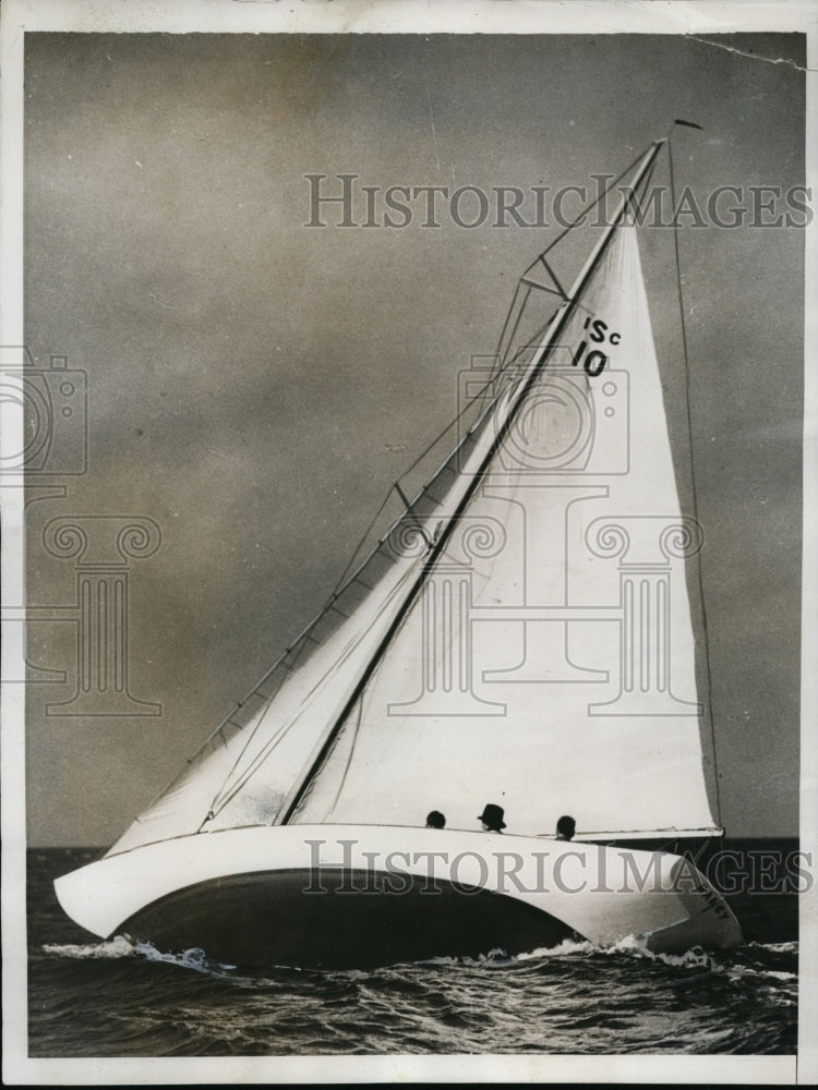 1935 Press Photo Yacht The Nancy vs Heeling Well in LI to Bermuda regatta- Historic Images