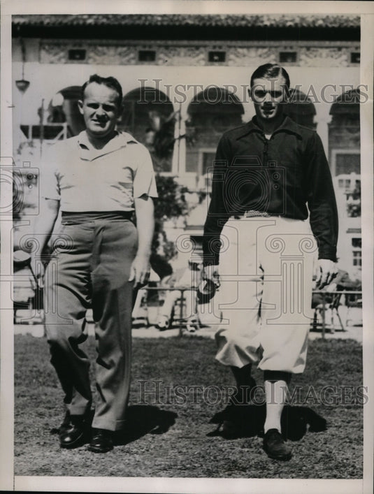 1936 Press Photo Art Lynch, Charles Whitehead in Miami Biltmore golf in Florida- Historic Images