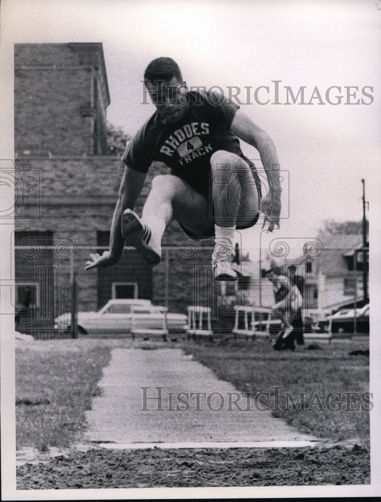 1968 Press Photo Jim Slatinsky wins long jump at West Senate meet - net14188- Historic Images